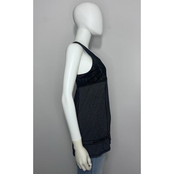 Lululemon Hustle Bustle Tank Womens 8 Heather Black Floral Shelf Bra Drawstring - Picture 5 of 16